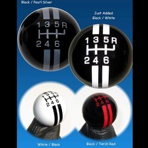 Corvette Shift Knob - Grand Sport Stripes w/6 Speed Pattern : C6,Z06,ZR1,Grand Sport - Black Knob/Torch Red Stripes