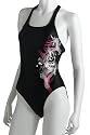 Speedo Women's Race Xtra Life Lycra Zebra Scroll Print Splice Corset Back One Piece Swimsuit
