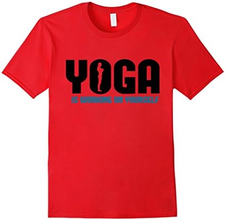 Men's Yoga Shirt - Yoga Is Working On Yourself Shirt Large Red