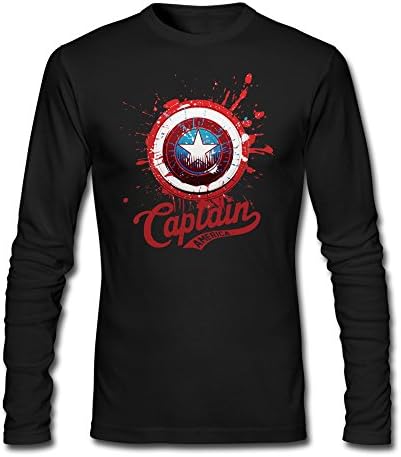 NLJQIANG Captain America Civil War Long Sleeve Shirts L For Men Black