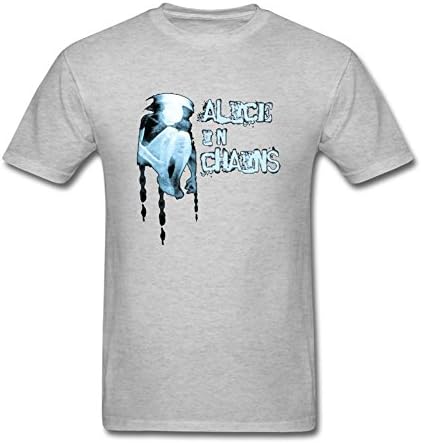 sqin Personalized Alice In Chains Logo Tshirts for Men 100% Organic Cotton Short Sleeve Grey XXL