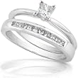 1/2 ctw Princess Diamond Wedding Rings Set in 14kt White Gold