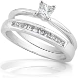 1/2 ctw Princess Diamond Wedding Rings Set in 14kt White Gold