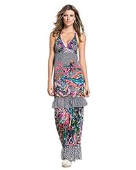  Checkered Print Plunging Neck Maxi Dress  With Ruffles