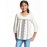 オールドネイビー OLD NAVY/ エンブロイダードボホスイングトップ クリームデラクリーム トップス長袖Tシャツ S【並行輸入】
