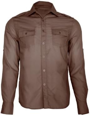G Zap Men's Epaulete Solid Military Dress Shirt(MENTOP-CAS,DGY-M)