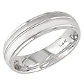 Womens 14K White Gold Engraved Comfort-Fit Wedding Band