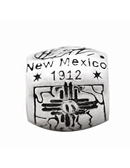 De Buman Sterling Silver Us 50 State New Mexico Bead,hole 5mm