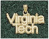 Logo Art Virginia Tech Hokies 10K Gold Team Font Pendant