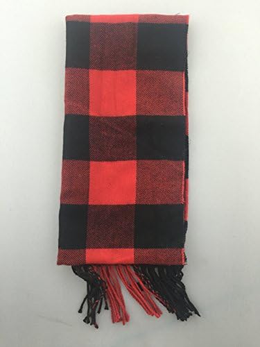 Andy Baby Childs Kids Boy Girl Classic Grid Plaid Scarves Neckerchief Wool Spinning with Tassels-khaki Red
