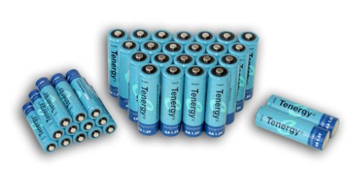 High capacity Tenergy NiMH Rechargeable battery package: 24 AA 2600 mAh + 12 AAA 1000 mAh