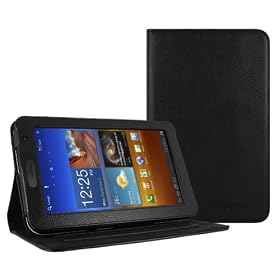 Samsung Galaxy Tab 7.0 Plus P6200 PU Leather Case Cover Executive Folio Stand + Bonus MiniSuit Micro-Fiber Keychain Cleaner Included (Black)