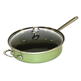 Chantal Enamel-On-Steel 4 Quart/11 Inch Sauté Pan with Lid, Garden Green