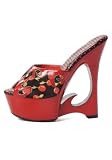 6 Inch Flame Print Wedge Heel Sandal With Cut-Out Design