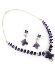 Sterling Silver Jewelry - Hand cut Amethyst Necklace and Earring Set - Very Rare Set