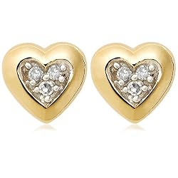 10k Yellow Gold Diamond Heart Earring