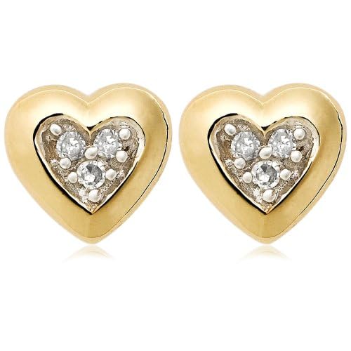 10k Yellow Gold Diamond Heart Earring 10k Yellow Gold Diamond Heart Earring