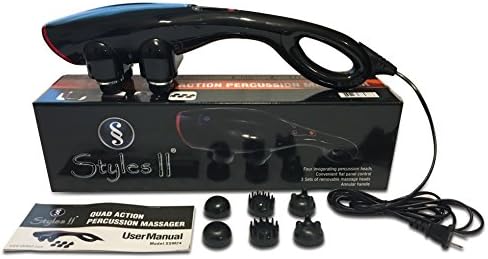 Styles II Infrared Percussion Body Massager - Great At-Home Spa Machine for Neck, Back, Shoulder, Waist, Feet - Suitable for All, Plus 3 Set of Massage Head Attachments