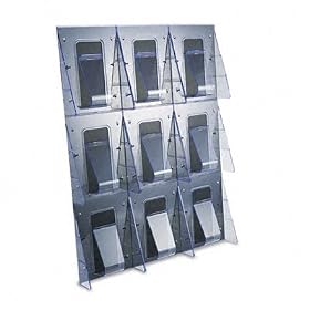Deflecto 56801 Stand-tall 1-piece literature rack for magazines, 9 unbreakable pockets, clear