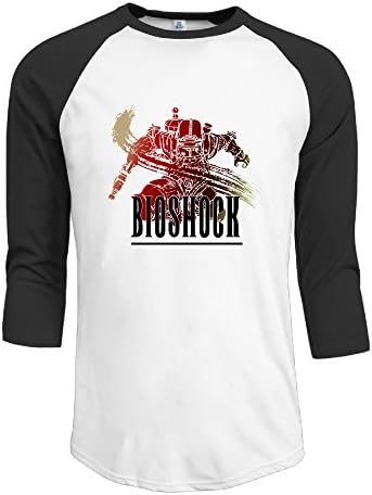Texhood Men's BioShock Logo Customized 100% Cotton Three-Quarter Sleeve Raglan T-shirts Black S