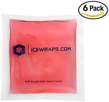 3x3 Gel Packs Reusable Hot or Cold Boo boo Ice Packs for First Aid by IceWraps (6 Pack, Red)
