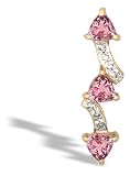 14K Yellow Gold Trillion Created Pink Sapphire and Diamond Pendant