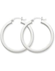 3mm, 14K White Gold Square Tube Hoop Earrings, 35mm (1 3/8")