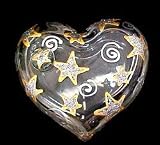 Wishing on the Stars Design - Hand Painted - Heart Shaped Box - 2 pieces - 4.5 inch diameter