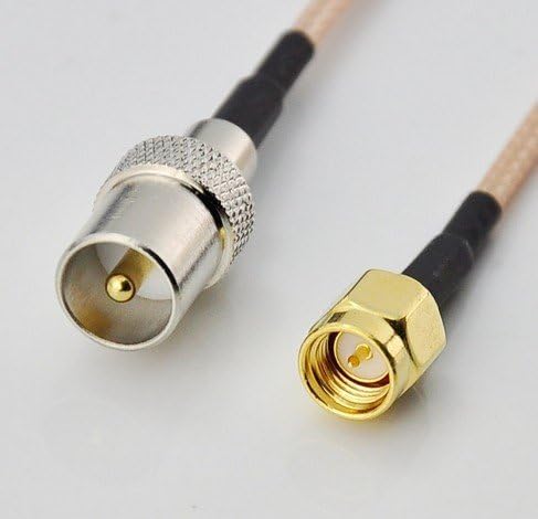 RF coaxial coax cable assembly IEC DVB-T TV PAL male to SMA male 12'' Plus led light key chain