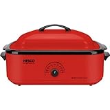 1425-Watt, 18-Quart Professional Porcelain Roaster Oven with Red Finish