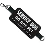Black SERVICE DOG DO NOT PET Rectangle Patch Velcro Double Sided Leash Wrap