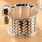 SILVER PLATED WEAVE DESIGN WINE COASTER AND STOPPER