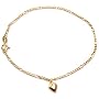 18kt Gold over Sterling Silver Figaro Chain with Puffed Heart Anklet 8.75in