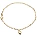 18kt Gold over Sterling Silver Figaro Chain with Puffed Heart Anklet 9in