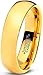 Tungsten Wedding Band Ring 5mm for Men Women Comfort Fit 18K Yellow Gold Plated Domed Polished Lifetime Guarantee