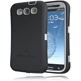 [180 Days Warranty][Case WITHOUT Battery] Zerolemon Gray / Viper Black Zero Shock Series for Samsung Galaxy S3 S III I9300 - Covers All Battery Sizes - Worlds Only Universal Form Fitting Case. Rugged Hybrid Case Includes Screen Protector, Belt Clip, Holster and Kickstand **USA Patent Pending**
