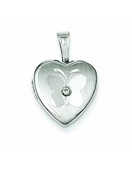 Genuine .925 Sterling Silver & Diamond Butterfly 12mm Heart Locket 1.3 Grams. 100% Satisfaction Guaranteed.