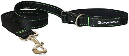 3-in-1 Hands-Free Recreation Pro Leash w/ Built-In Short Lead - Black on Black w/ Neon Green