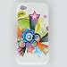 Premium Hard Design Crystal Case Cover for Apple iPhone4, 4th Generation, 4th Gen - White Flower Star Bursts Print