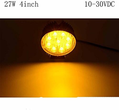 Greelyda 27W Yellow CREE LED Spot light Headlight Strip Round Work Light Lamp off Road Waterproof Dustproof Shockproof for ATV Jeep boat suv car atvs truck Driving Automotive Rigid light