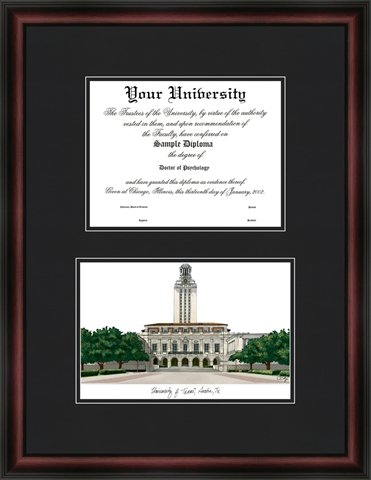 Diploma Frame & Lithograph University of Texas Longhorns NCAA Item