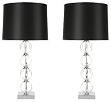Safavieh Set of 2 Amanda 4-Ball Table Lamps, Clear/Silver/Black