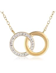 Sterling Silver Interlocking Crystal Ring Chain Pendant Necklace, 18"