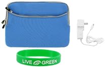 Non-OEM Amazon Kindle DX 9.7 Dual-Pocket Sleeve Case with Home Wall Charger - Blue