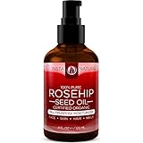 InstaNatural Organic Rosehip Seed Oil - 100% Pure & Unrefined Virgin Oil - Natural Moisturizer for Face, Skin, Hair, Stretch Marks, Scars, Wrinkles & Fine Lines - Omega 6, Vitamin A & C - 4 Oz