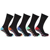 Mens Cotton Rich Socks with Stripe Pattern (Pack of 5)