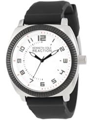 Kenneth Cole REACTION Unisex RK1273 Street Sport Round White Dial Arabic Numerals Silicone Strap Watch