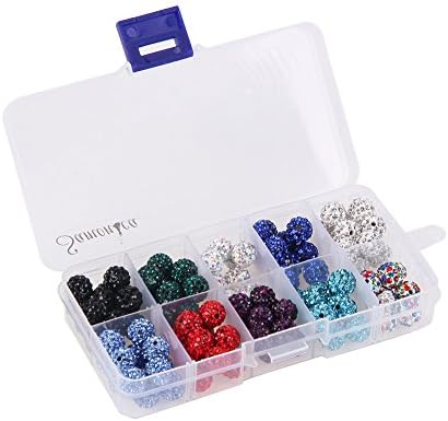 Samonica 100pcs 10 Color Mix Lot Top Quality Crystal Rhinestones Polymer Clay Beads Crystal Beads Pave Clay Spacer Ball Beads (8mm)