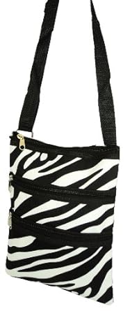 Small Zebra Print Crossbody Womens Handbag in Various Trim Colors Small Zebra Print Crossbody Womens Handbag in Various Trim Colors