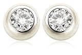 14k White Gold Diamond Bezel Set Stud Earrings (.06 cttw, J Color, I2 Clarity)